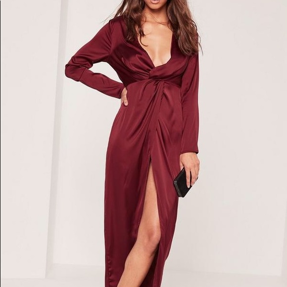 missguided burgundy dress